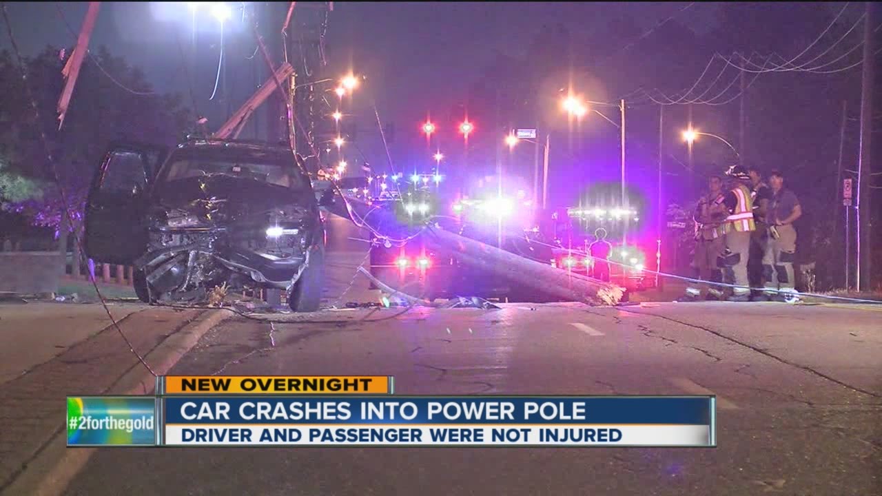 Car crashes into power pole - YouTube