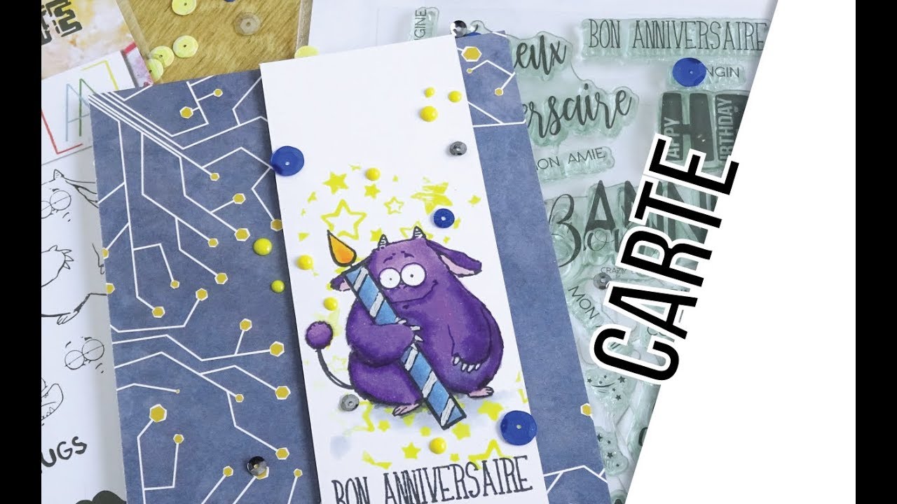 [2019] Carte anniversaire petit monstre scrapbooking tiendas