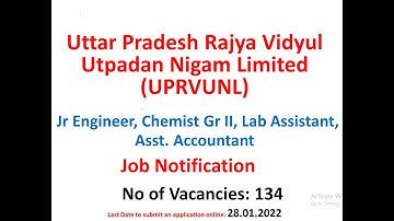 UPRVUNL | Jr. Engineer, Chemist Gr II, Lab Assistant | 134 Posts