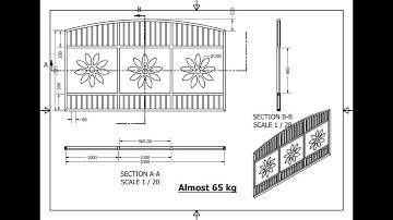 gate design drawing in auto desk inventor, 2D and 3D modeling part-2, House/Home gate design/drawing