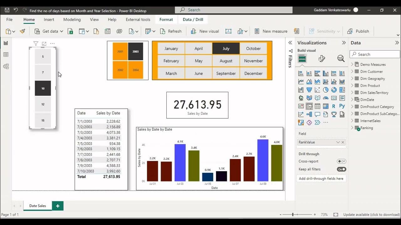 204.How to Show different Colors for each date based on Sales using DAX