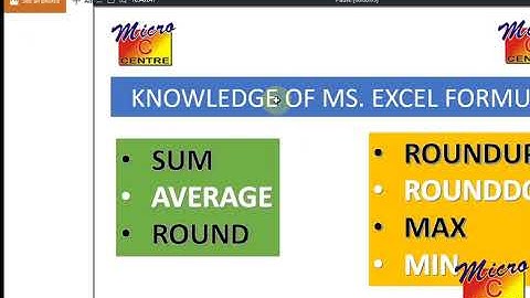 Excel formula (sum, average, round, roundup,  rounddown,  max,  min)