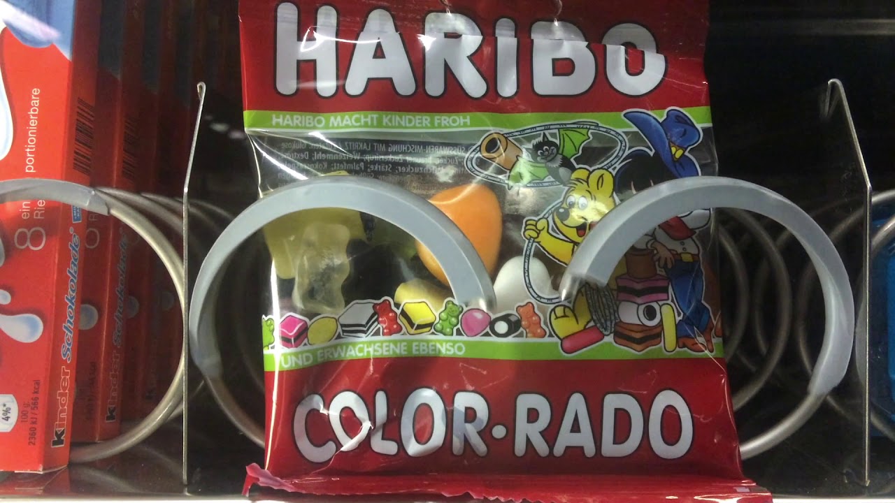 haribo color rado gummi candy coming from vending machine