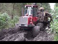 Valmet 840.3 stuck in mud, difficult logging conditions