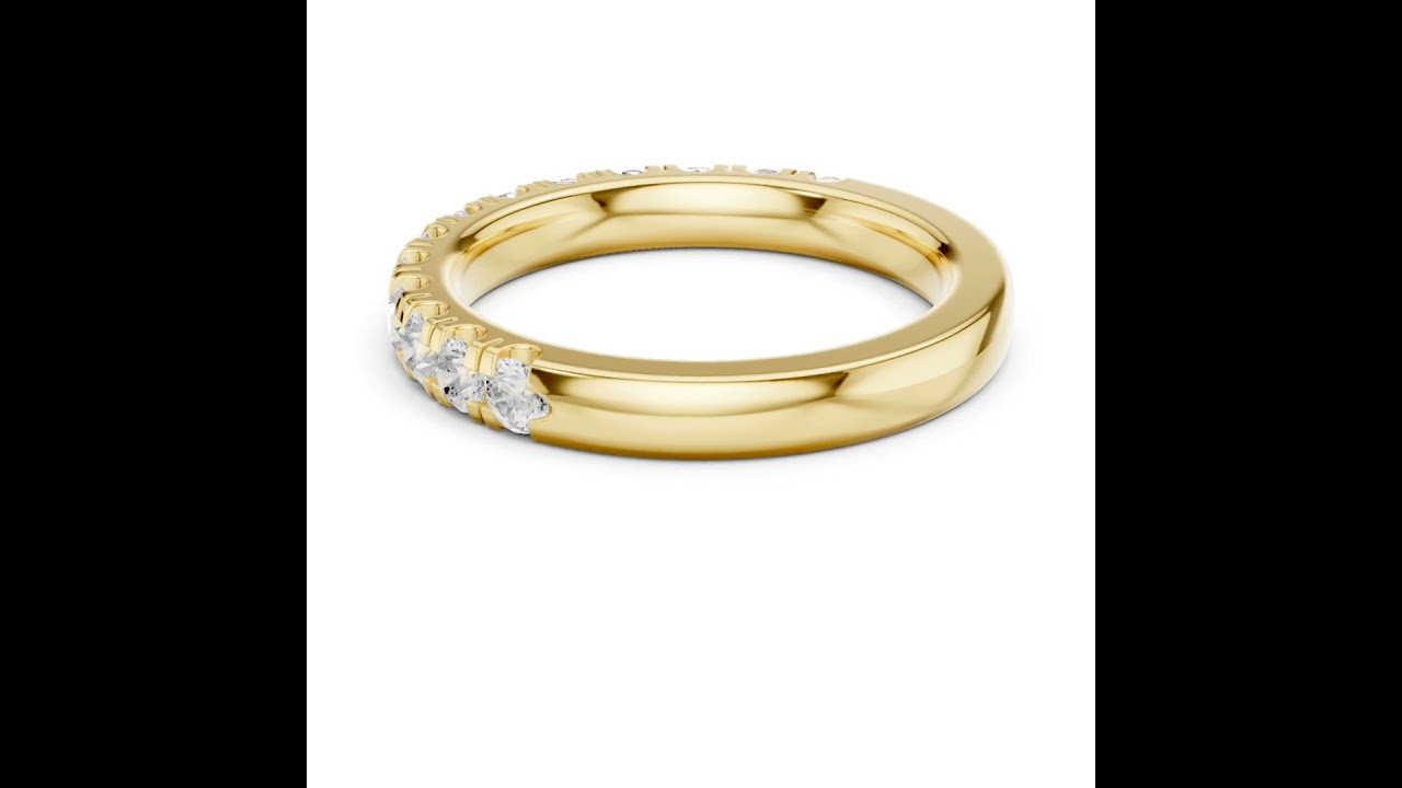 Round Cut Lab Grown Diamond Half Eternity Wedding Band