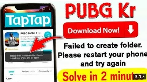 PUBG Kr Failed to create folder. Please Restart your phone and try again problem Solution 100% Fixed