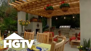 Backyard Patio Design with Outdoor Kitchen and Dining Room | HGTV