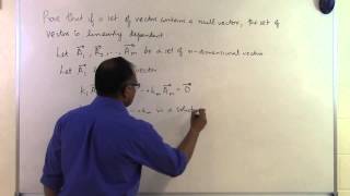 Chapter 04.02: Lesson: Prove if a Set of Vectors Contains Null Vector, the Set is Linearly Dependent