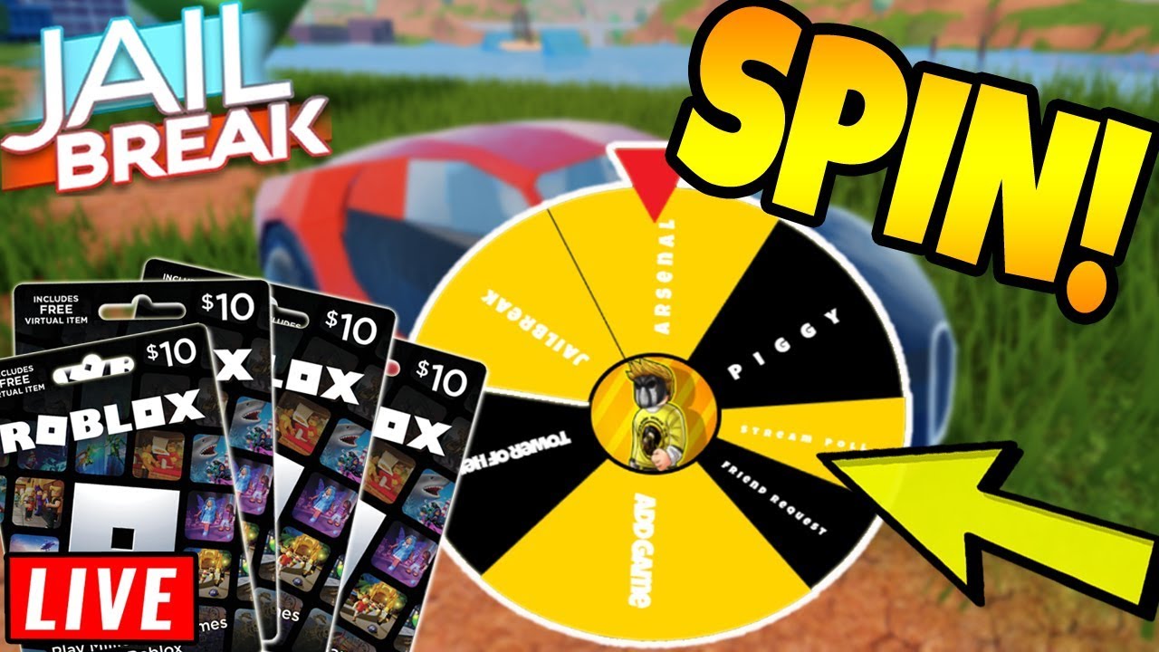 12 Hours Of Jailbreak Other Roblox Games Free Robux Giveaway Wheel Spins More Youtube - roblox admin wheel free robux discord group