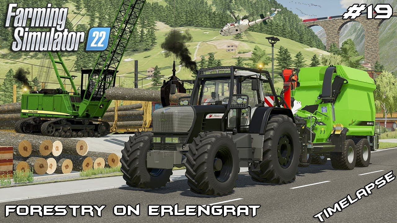 Selling LOGS and making WOODCHIPS Forestry on ERLENGRAT Farming Simulator 22 Episode 19