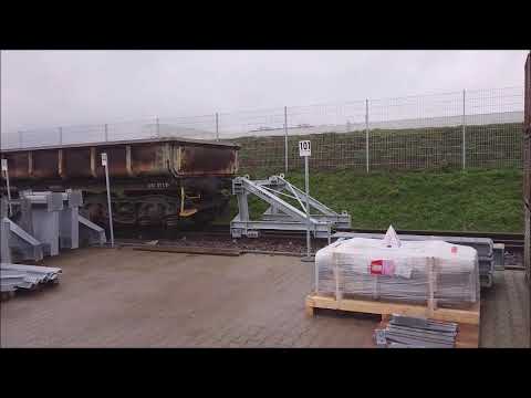 Impact test of train on buffer stop in test track
