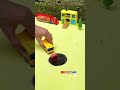Yellow Bus Pushing Blue Car And McQueen Into Pit #jcb #jcbvideo #tractor