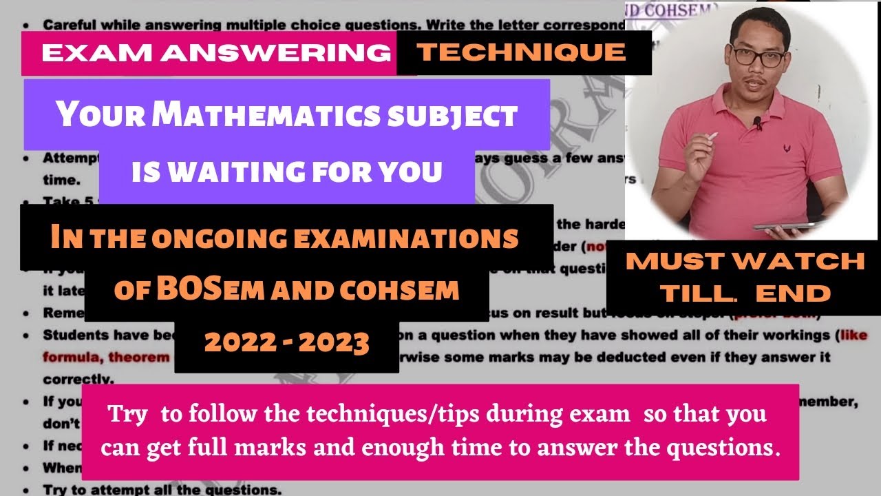 Exam Answering Technique||Maths|| BOSEM and COHSEM - YouTube