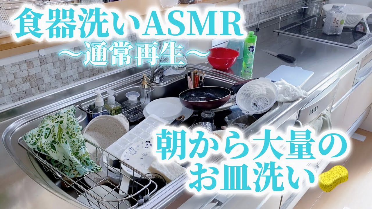 食器洗いASMR／寝落ちしてしまった💧朝の大量食器洗い／#食器洗い #washup #asmr #癒し #生活音 #설거지