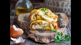 Rotolo di patate con crudo uova e formaggio