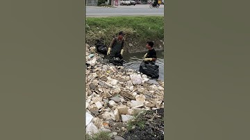 part 2 Remove Plastic Clog Culvert drain #remove #shorts #plastic #satisfying #unclog