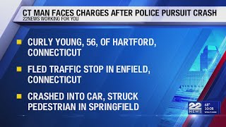 CT man arrested after police chase ends in Springfield crash that injured pedestrian