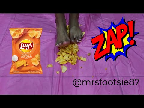 Feet Crushing Cheddar and Sour Cream Chips #ASMR #OH