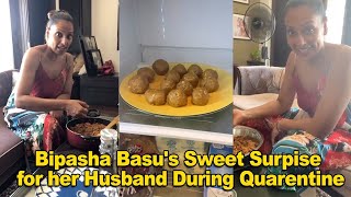 H0TTIEE Bipasha Basu SURPRICE husband Karan Grover with Making YUMMY Besan ka Laddoo at Home