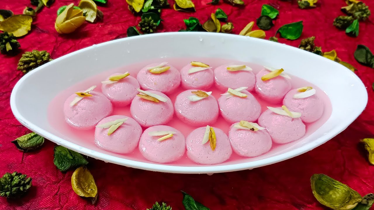 Flower Rasgulla Pink Rasgulla | rose Flavour rasgulla | how to make pink Rasgulla ...