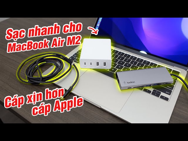 MacBook Air M2 base không đi kèm sạc nhanh | Phụ kiện Belkin cho MacBook Air M2