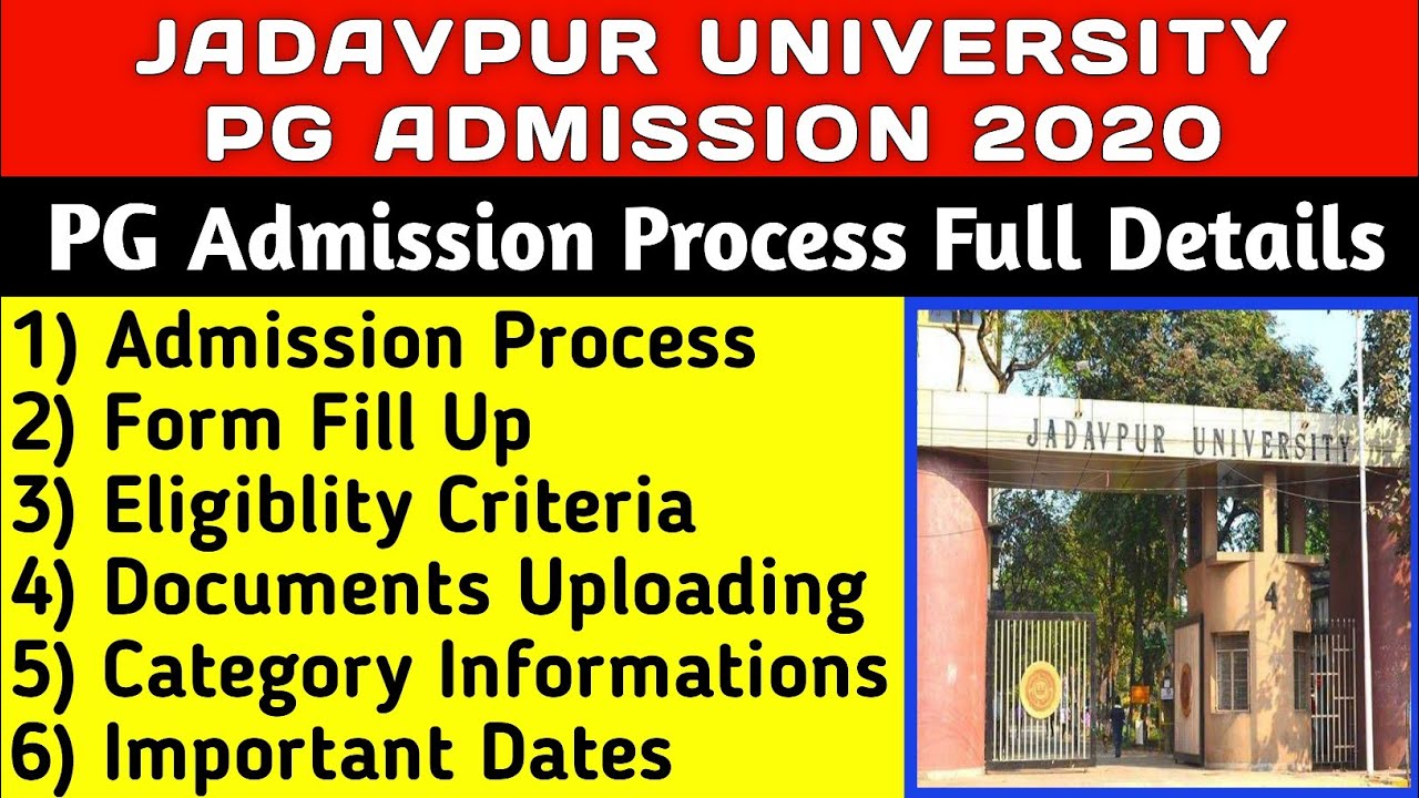 JADAVPUR UNIVERSITY PG ADMISSION 2020💥|jadavpur university|pg admission 2020|ju admission 2020|ju