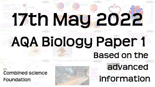 AQA Biology Paper 1 Revision - 17th May 2022 - GCSE Combined Science Foundation Exam