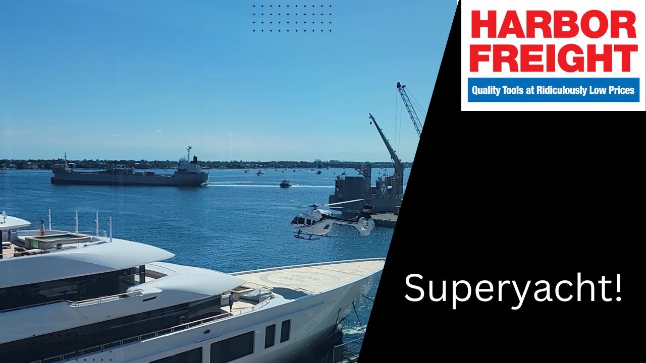 Helicopter lands on owner of Harbor Freight's Superyacht!! YouTube