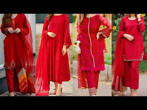 latest red colour simple dress designs for girls 2022 - YouTube