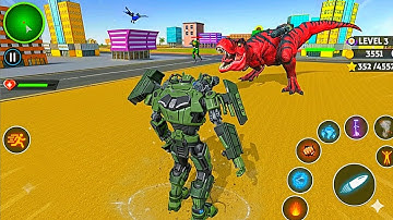 Green Robot Multiple Transformers Dino Car Jet Robot Action - Android Gameplay