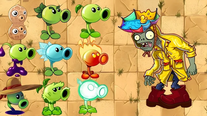 Raincoat Zombie Level 10 Vs. 65 Random Plants Max Level with Power Up / Plants Vs. Zombies 2