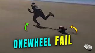 Guy Falls Riding a Onewheel on the Beach