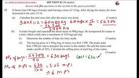 2013 KCSE MATHEMATICS PAPER 1 NO 17