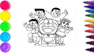 How to draw Doraemon and his friends || Doraemon and his friends drawing easy