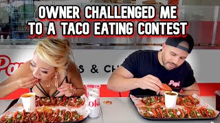 RESTAURANT OWNER CHALLENGED ME TO A TACO EATING CONTEST - Papi's Churros and Tacos #RainaisCrazy