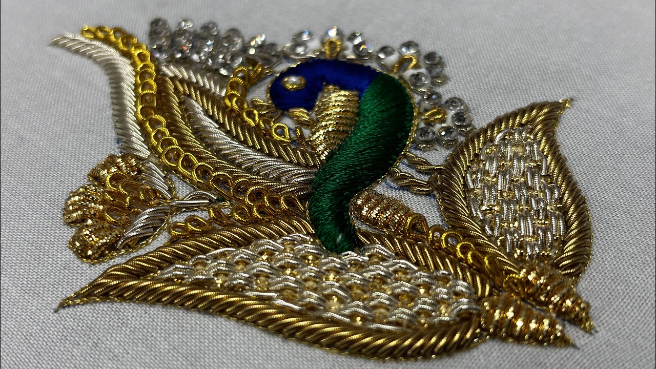 Aari work peacock design ￼|| Zardosi work || 