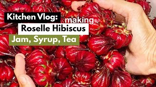 Roselle Hibiscus: Harvesting, making Jam, Syrup & Tea || Kitchen Vlog