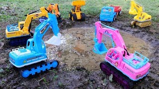 Excavator , Wheel loader In The Mud | Cleaning Toys Car