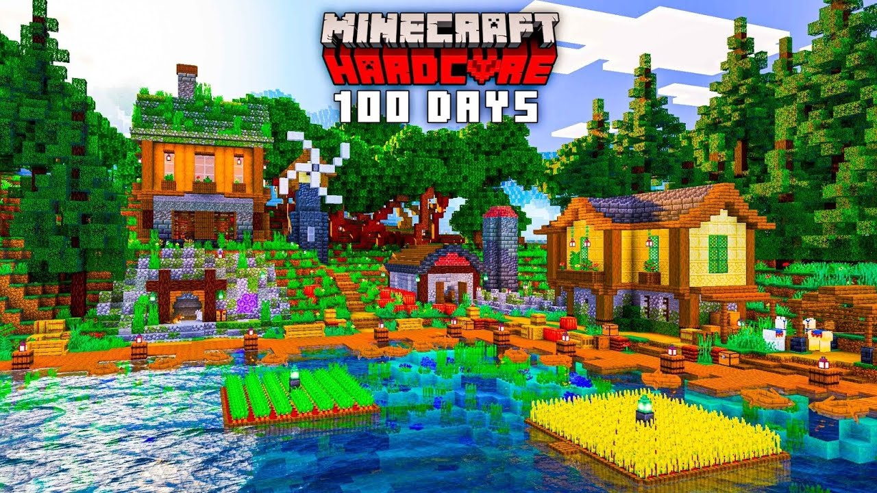 I Survived 100 Days Building the Ultimate Cozy Riverside Base in ...