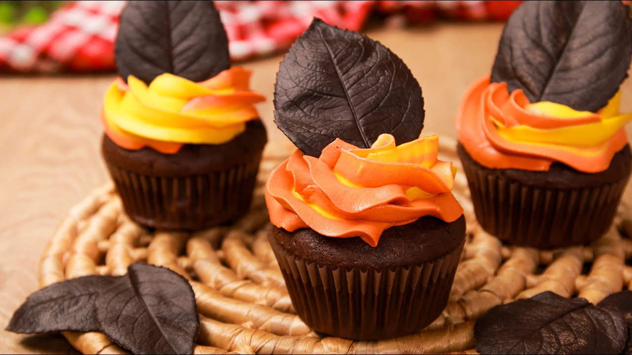Chocolate Fall Leaves Cupcakes YouTube