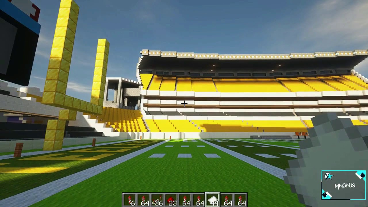 Minecraft Showcase #4 - NFL Stadium, Railcart Crossing, Fast Food - YouTube