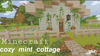 Cozy mint cottage~ 🍬💕 | Mcpe Speedbuild & tutorial screenshot 5