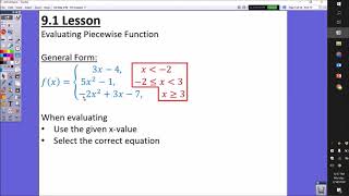 A2 9.1A Evaluate Piecewise Function (Example 1)