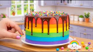 Miniature Rainbow Buttercream Cake How To Make Tasty Miniature Swirl Cake l Mini Cooking ASMR