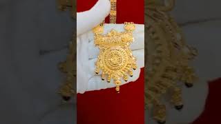 Gold pendent with mangalsut designess in light wait 916hallmark