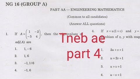 TNEB ∥ A. E ∥ Engg Maths ∥ question with solution part 4 ∥ 🤚please see correction IN description🤚