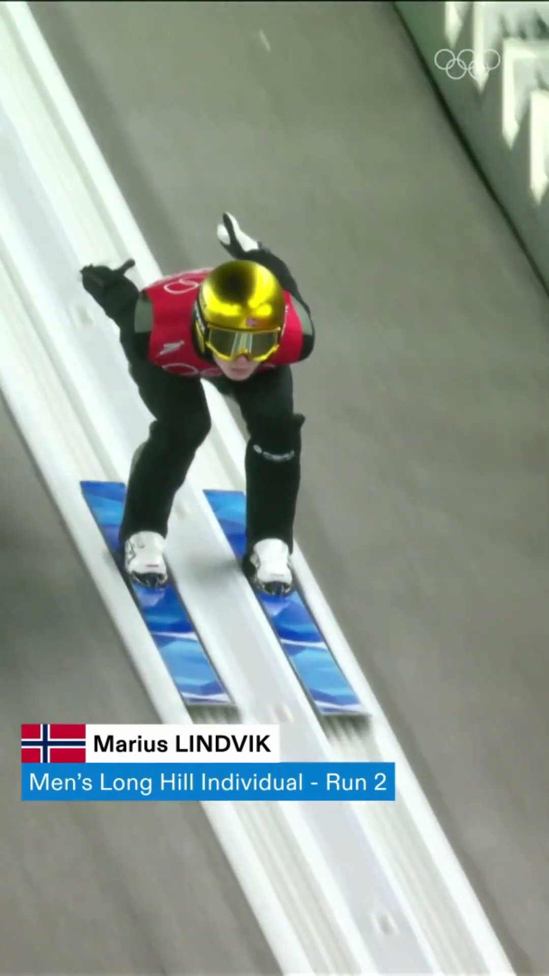 When Marius Lindvik won the men’s long hill individual ski jumping competition at #Beijing2022! ?✨
