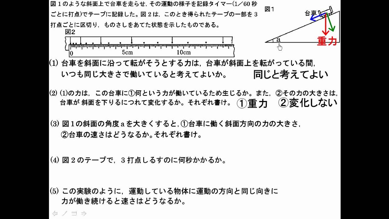 中3 物理 1 3 力がはたらく運動 斜面 Youtube 中3 物理 1 3 力がはたらく運動 斜面 Youtube