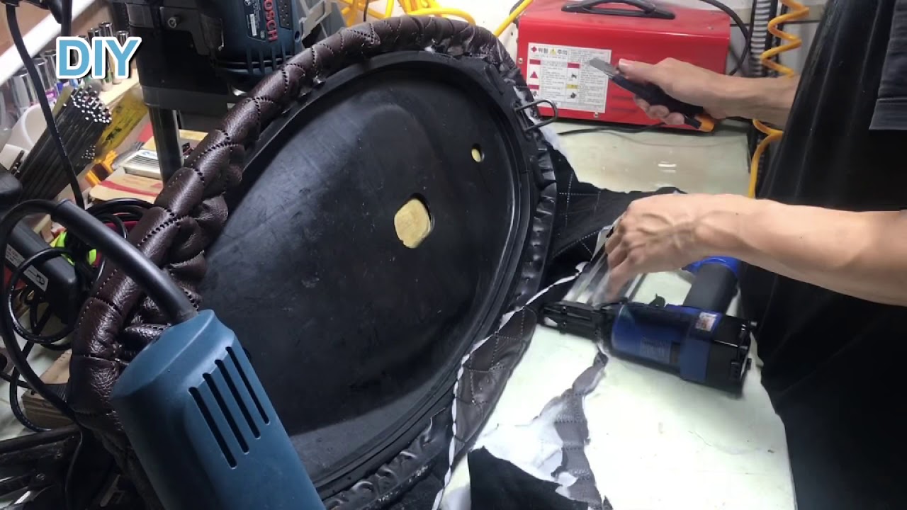 낡은 스쿠터시트 천갈이 - DIY (bike seat cover change)