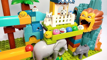 Satisfying Marble Run ASMR 🌟 Building Blocks - Elephant and Lion Tunnel course